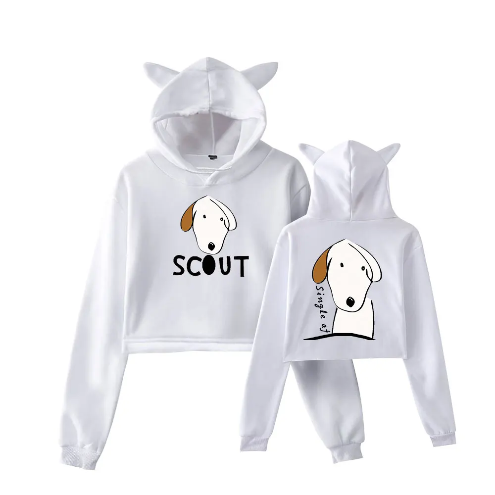 

2023 Autumn and Winter Women's Casual Cat Ears Hoodie Long-sleeved Sweatshirt Pullover Cute Puppy Pattern Print