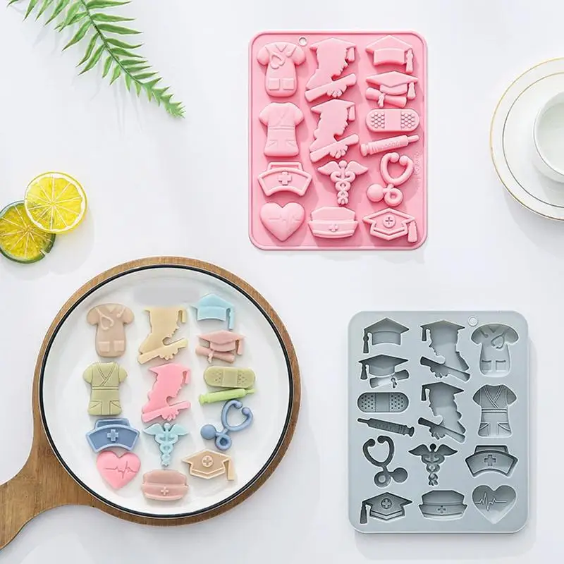 Mold For Cake Decorating Nurse Graduation Fondant Molds Nurse Hat Stethoscope Silicone Molds