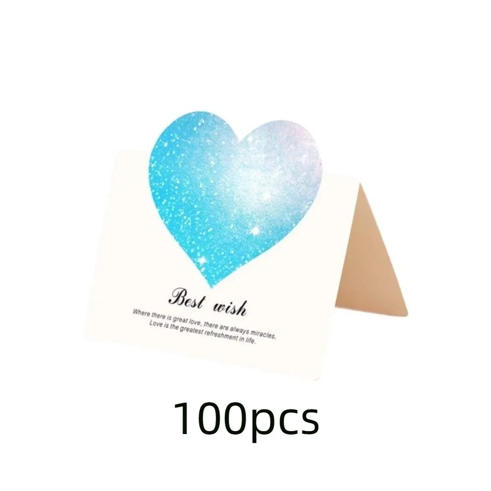 

100pcs 3D Starry Sky Heart Greeting Cards Paper Romantic Valentines Day Card Best Wish Folding Thank You Letter