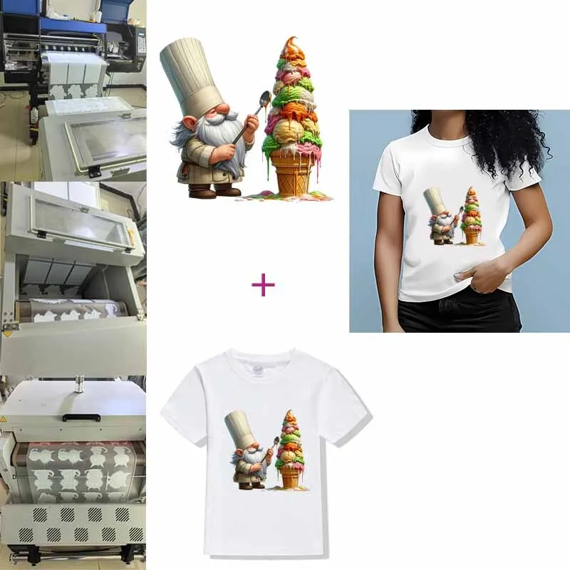 Cute cook elf Iron on transfer for Children clothing DIY Washable T-shirts dtf transfers ready to press Heat Transfer Printing