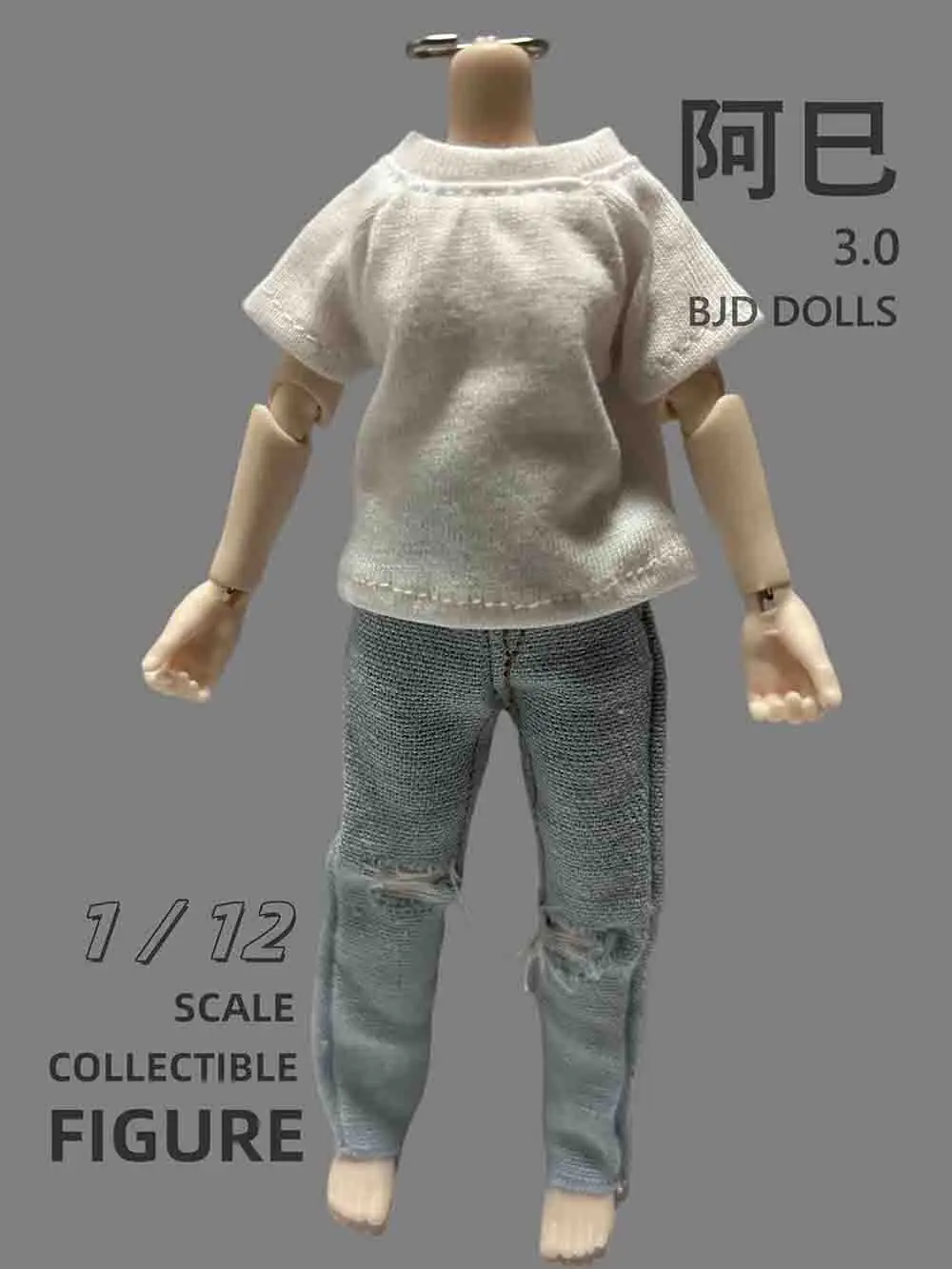 1/12 Scale Dolls Boy Ripped Jeans Slim Straight Pants for Beihai Eight Asi 3.0 Shura Baby Big 1:12 Action Figure Model