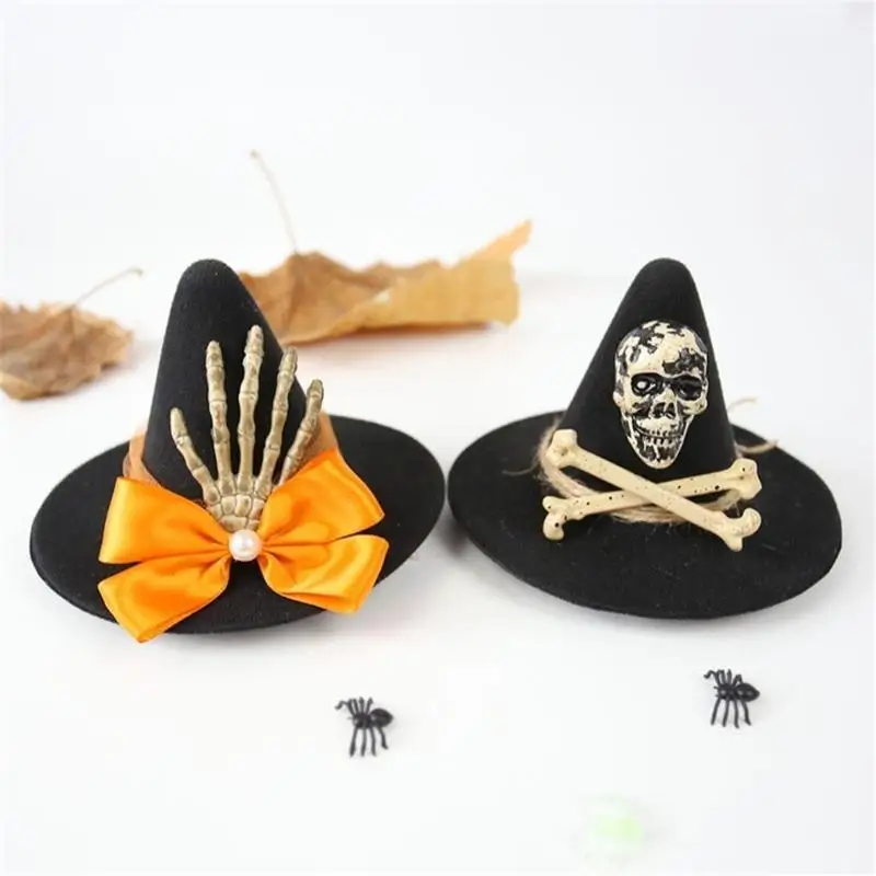 

652F Хэллоуин Шляпа Ведьмы Заколка Для Волос Череп Заколка Для Волос Тиара Шляпа Волшебника Шпилька Шляпа Ведьмы Головной Убор