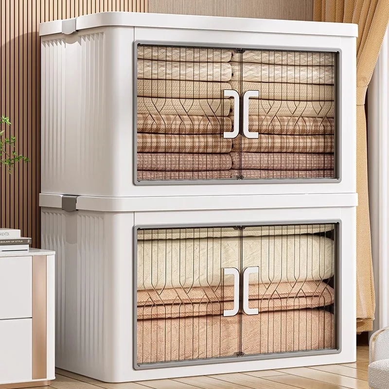 

Foldable Plastic Storage Box for Home Use Large Capacity Clothes Blankets Toys Snacks Organizer Cabinet
