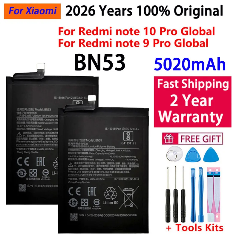 2026 Years 100% Original BN62 BN53 BN59 Battery For Xiaomi Redmi Note 7 8 8T 9 9T 9S 10 10S 10X 4G 5G Pro POCO M3 Batteries image 4