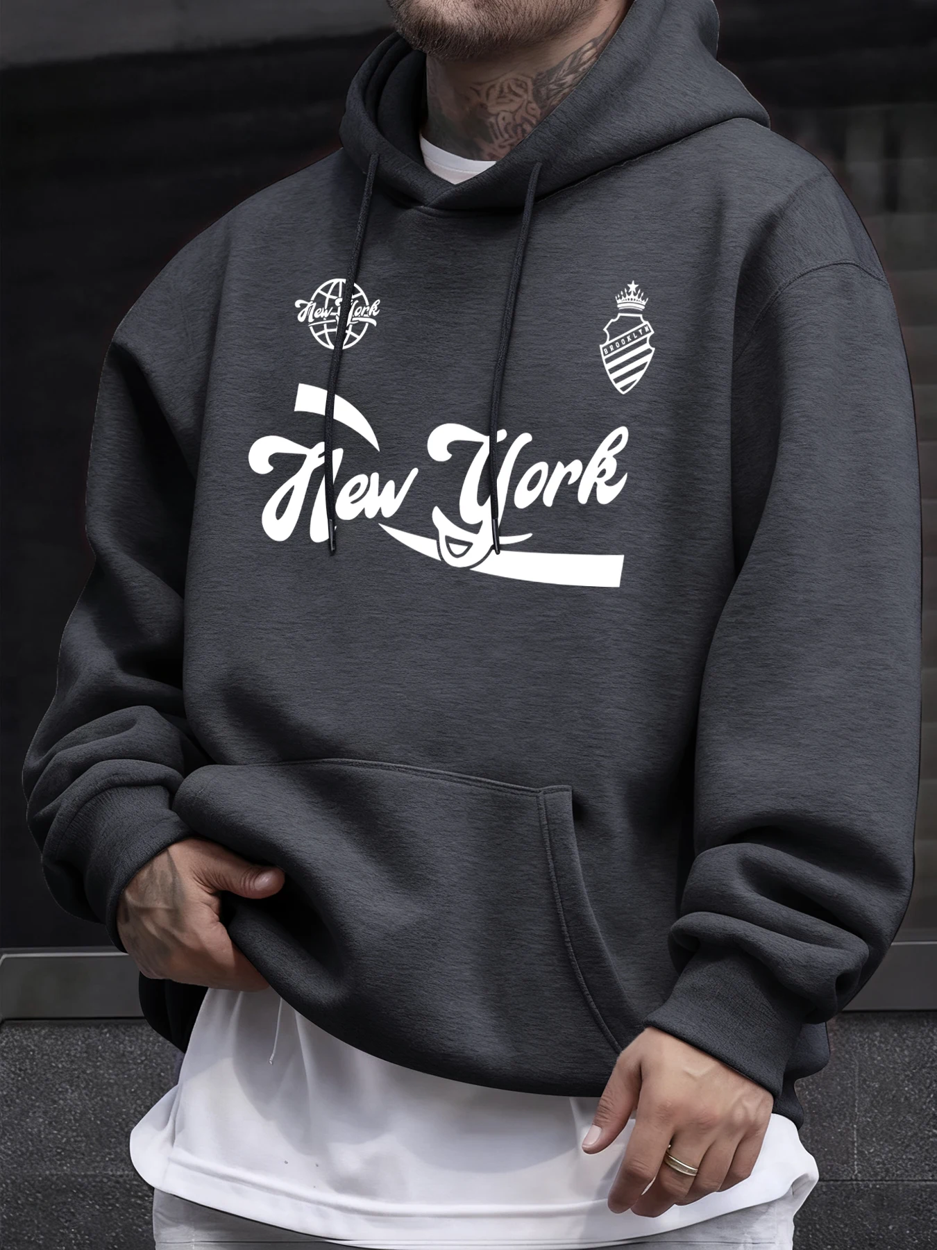 نيويورك بروكلين لافتة للنظر يطبع رجل هوديس الهيب هوب هودي عادية الصوف لينة ملابس رياضية الخريف الملابس سترة الموضة #4