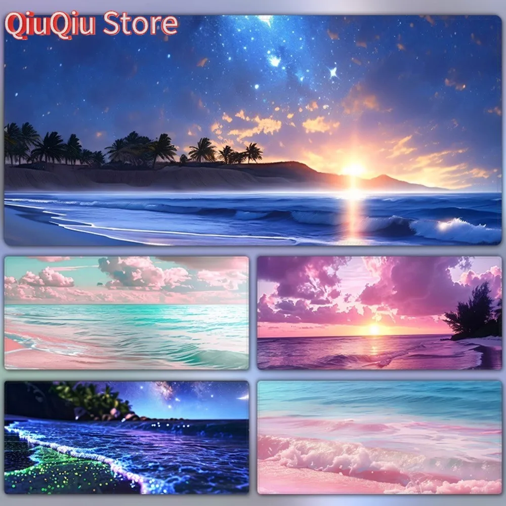 

Dreamy Wave Mouse Pad Large Beach Landscape Office Desk Pads Thickened Lock Edge Seaside Computer Keyboard Mat
