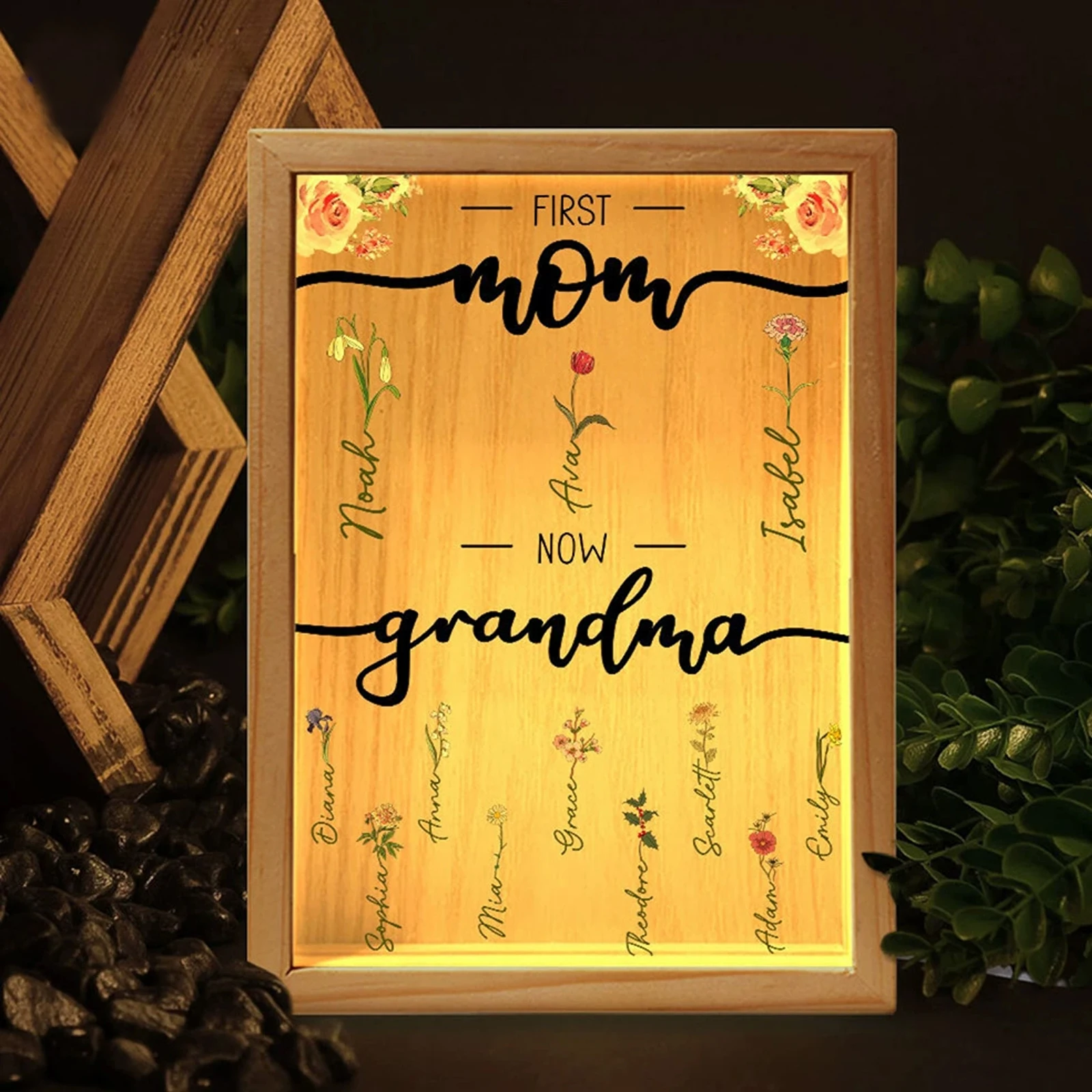 

Personalized Birthday Flower Light Box - Custom LED Flower Frames, Mother's Day Gifts, Romantic Night Lights, Home Decoration