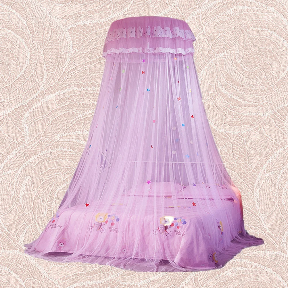 

1pc Dome Lace Bed Canopy Lightweight Sturdy Mosquito Proof For Home Hotel Bedroom Pink Round Net Bed Netting