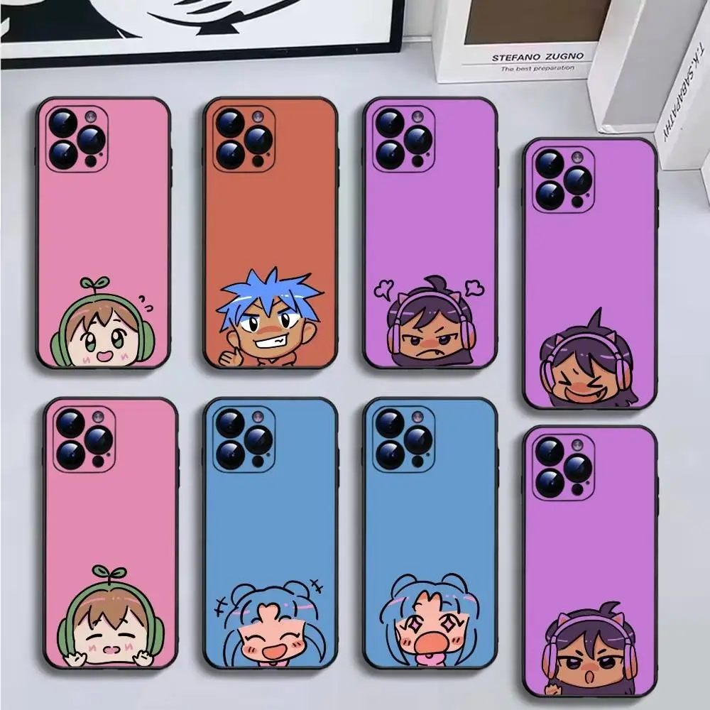 

Cute Character Stickers Phone Case For iPhone16,15,14,13,12,11 Plus,Pro Max,XS,X,XR,SE,Mini,8,7,Soft Black Cover