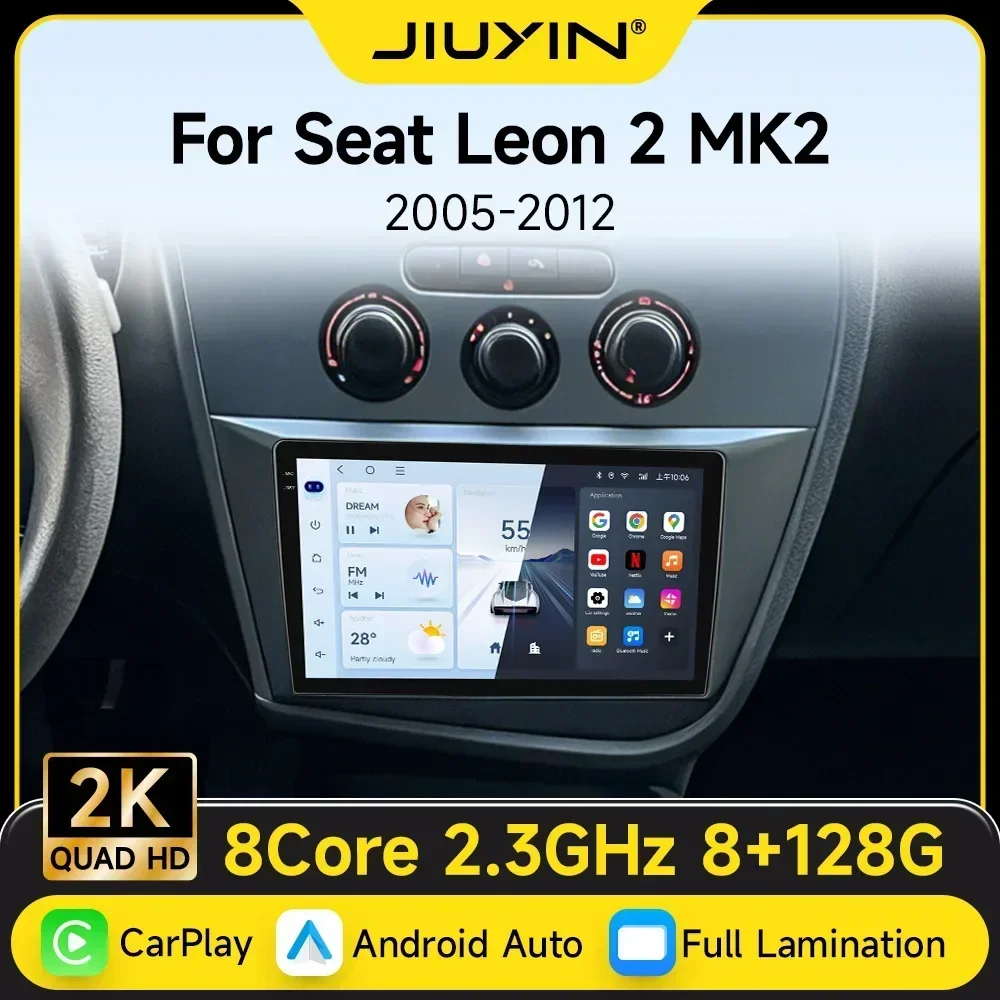JIUYIN 4G Multimedia GPS Car Radio for Seat Leon 2 MK2 2005-2012 2 DIN Stereo Wireless CarPlay Android Auto Navigation System