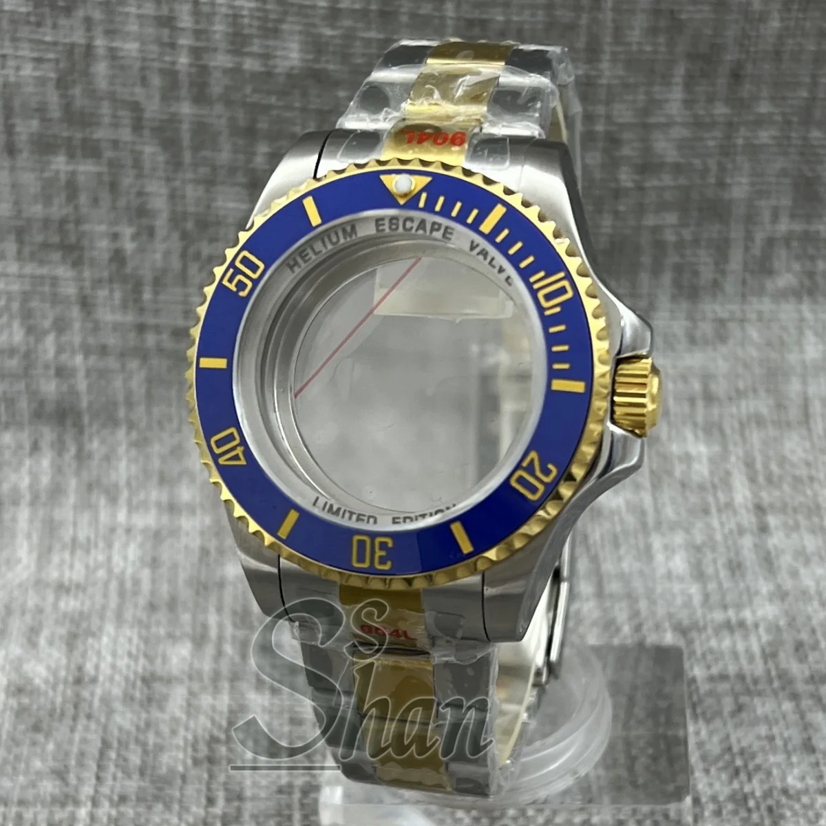 

43mm diving case sapphire glass GMT ceramic bezel silver-gold double color is suitable for NH34 NH35 NH36 ETA2824 PT5000 movemen