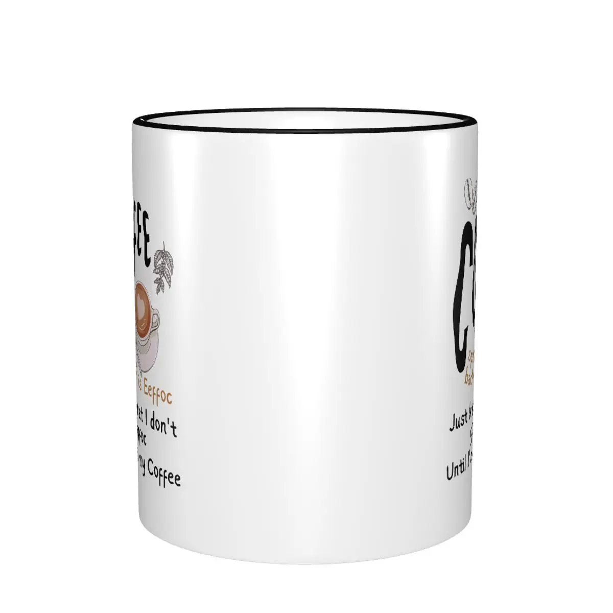 Coffee Spelled Backwards Is Eeffoc Gift Mug for Women Men Cute Funny Cat Meme Tea Cup Healing Present for Office