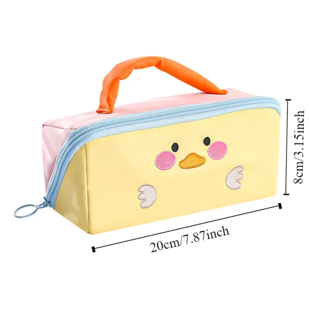 Large Capacity Cartoon Pencil Case Cosmetics Storage 6 Multi Layers Stationery Storage Bag Handheld Duck Rabbit Dinosaur