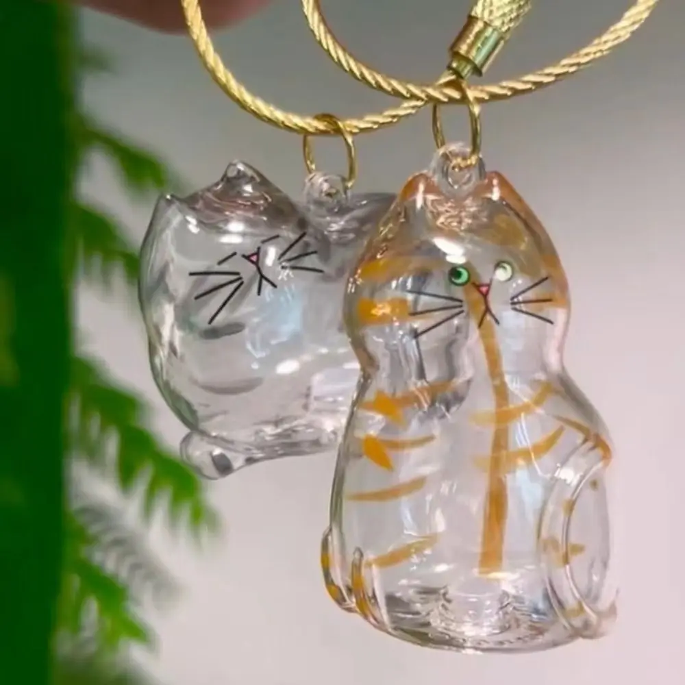 Small Ornaments Cat Fur Storage Pendant Cute Cat Shaped Transparent Container Creative Keychain Handmade Design DIY Accessories