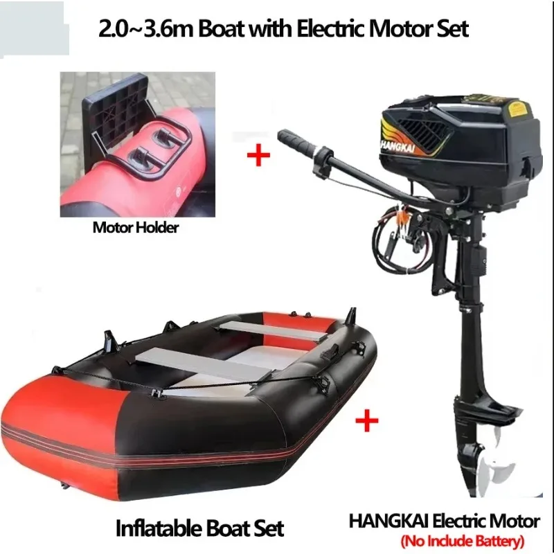 New 1.75~3.6m PVC Inflatable Fishing Boat with Motor Set for 1~6 Person 0.7mm Thick Wear Resistant Kayak Canoe Boat Set