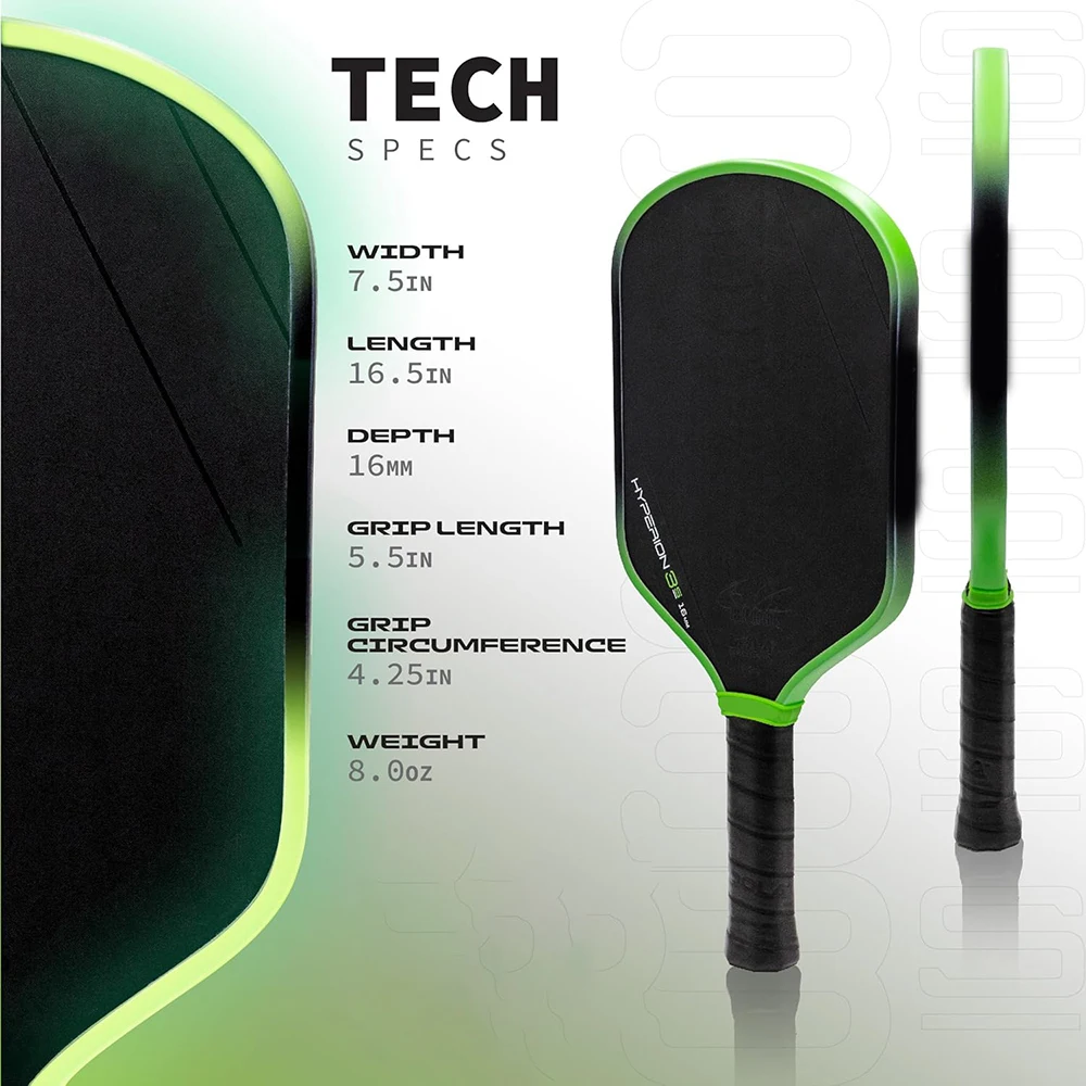 Ben Johns Hyperion 3S 16 มม. GEN 3 ขับเคลื่อน Core T700 คาร์บอนไฟเบอร์ Pickleball Paddle