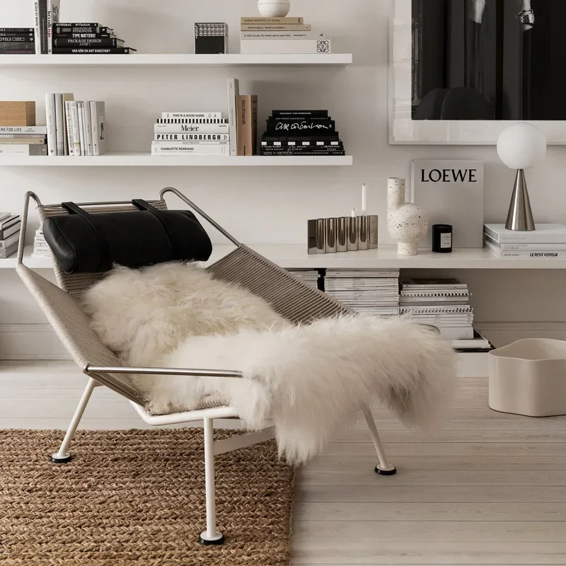 

Веревочное кресло с датским дизайнерским флагом, средневековое кресло ваби-саби, шерстяное сиденье ручной работы, современное креативное кресло для отдыха