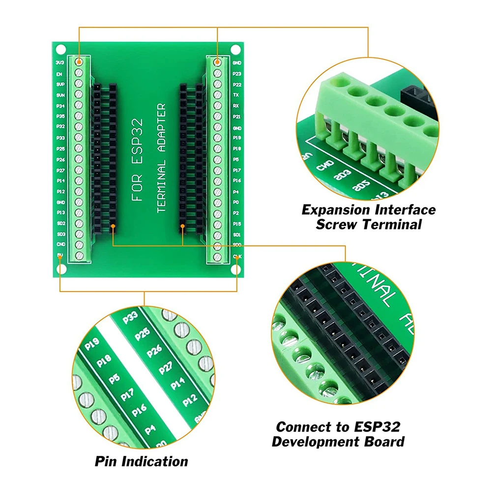 ESP32 Breakout Board ESP--32 GPIO 1 Into 2 Microcontroller Development Board 38PIN Narrow Version WiFi Bluetooth-compatible