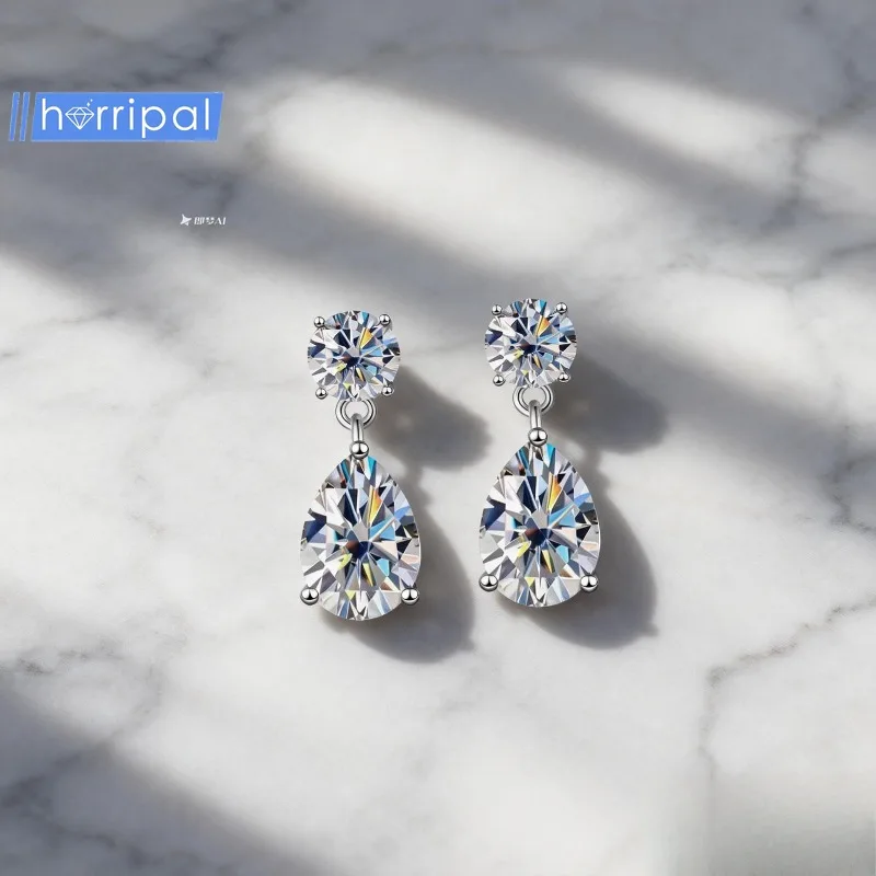 

S925 Sterling Silver Teardrop Moissanite Stud Earrings Light Luxury High-end Pear-shaped Moissanite Stud Earrings for Women