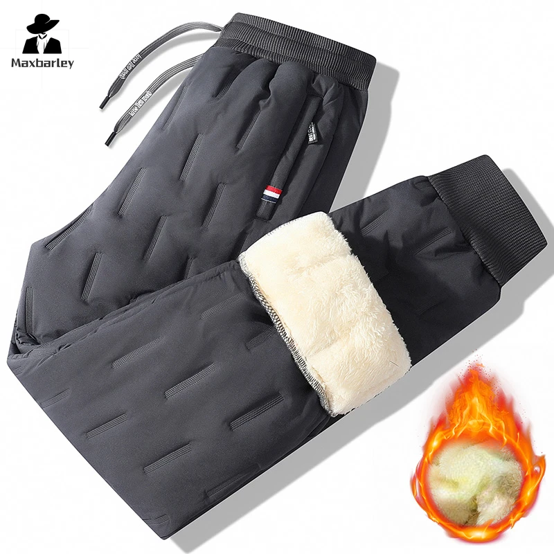 

Winter Pants Men's Casual Sports Zipper Pocket Thick Warm Padded Pants plus size 7XL Snow Antifreeze Jogging Down Cotton Pants