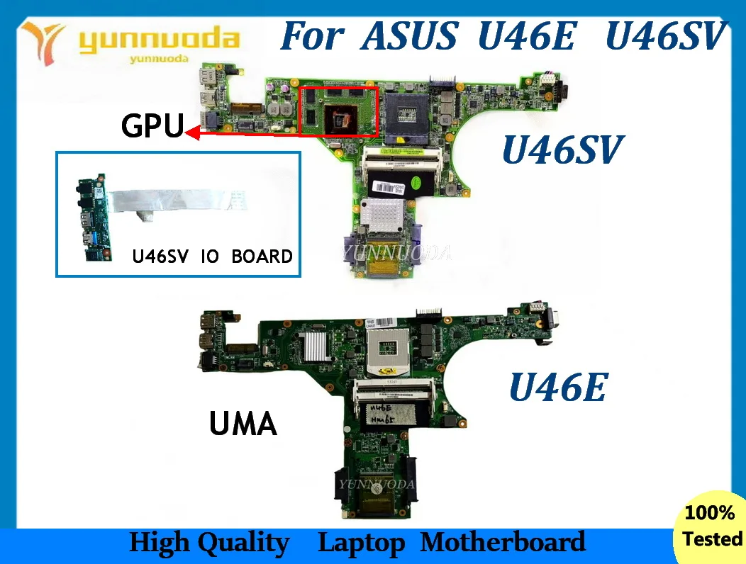 

U46 для ASUS U46SV U46E, материнская плата для ноутбука GT540M 1G, графический процессор UMA HM65 U46SV, плата ввода-вывода REV 2,0, 100% тестирование