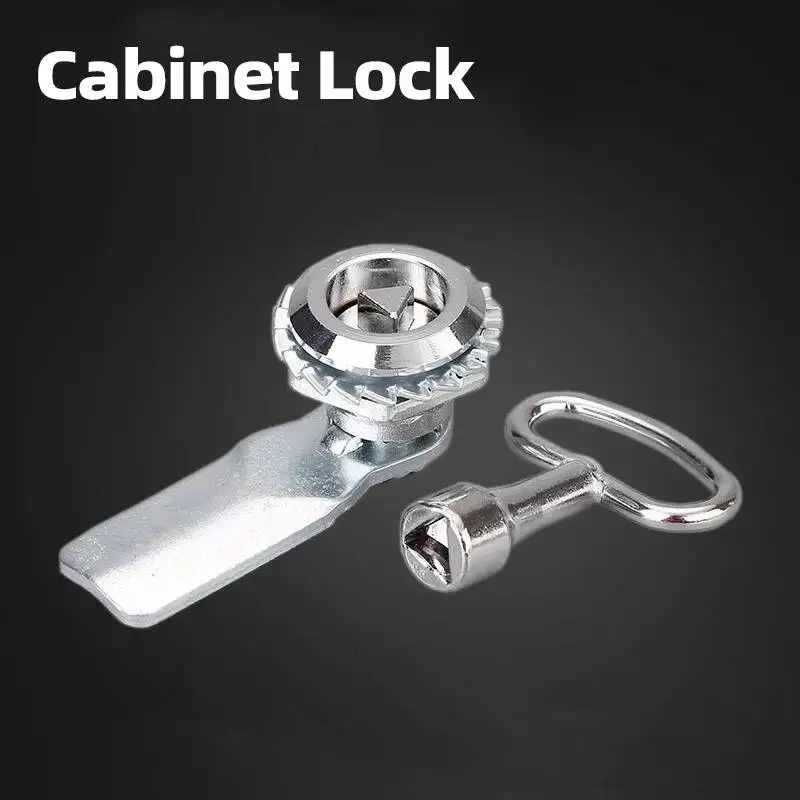 Stainless Steel / Zinc Alloy Cabinet Lock With Key Rotary Tongue Triangular Locks Distribution Box Straight Circular