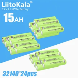 24pcs LiitoKala Lithium Iron phosphate battery Cylindrical 3.2V 15Ah Lifepo4 Cell for RV Electric Car Energy Storage Battery