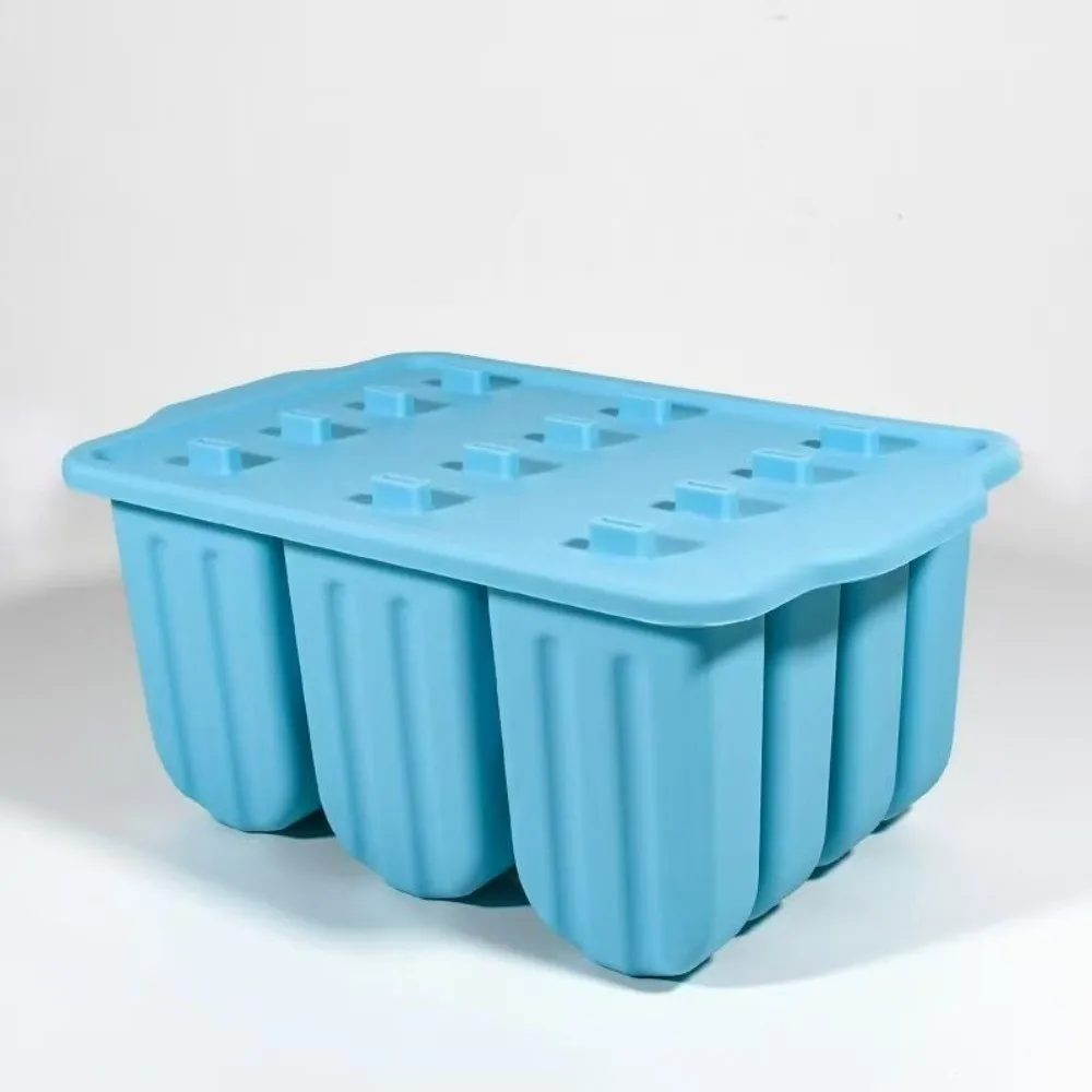 New 12 Grids Silicone Popsicle Mold Easy Release with Lid Ice Pop Mold Reusable Non-stick Ice Cream Maker Summer