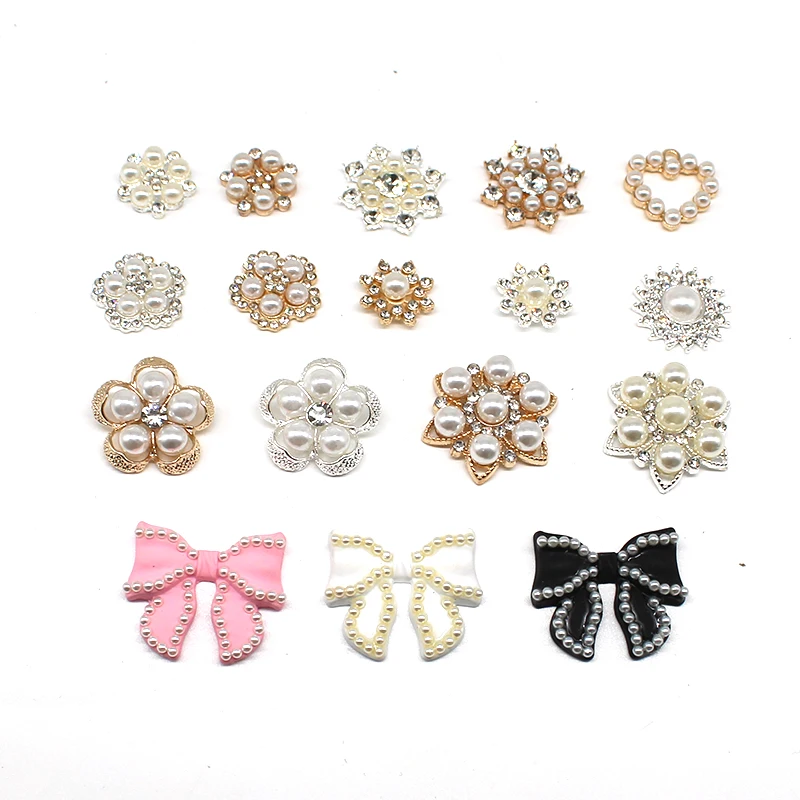 10Pcs Multi style Pearl Alloy Water Diamond Flower Plate Jewelry Diy Wedding Dress Headwear Decoration Accessorie