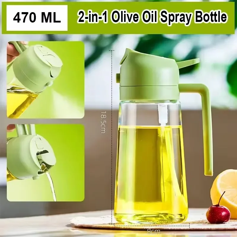 2 in 1 Oil Pour Spray Press-type Oil Spray Bottle 500ML Kitchen Cooking Oil Sprayer Outdoor Barbecue Spray Bottle Vinegar Sauce