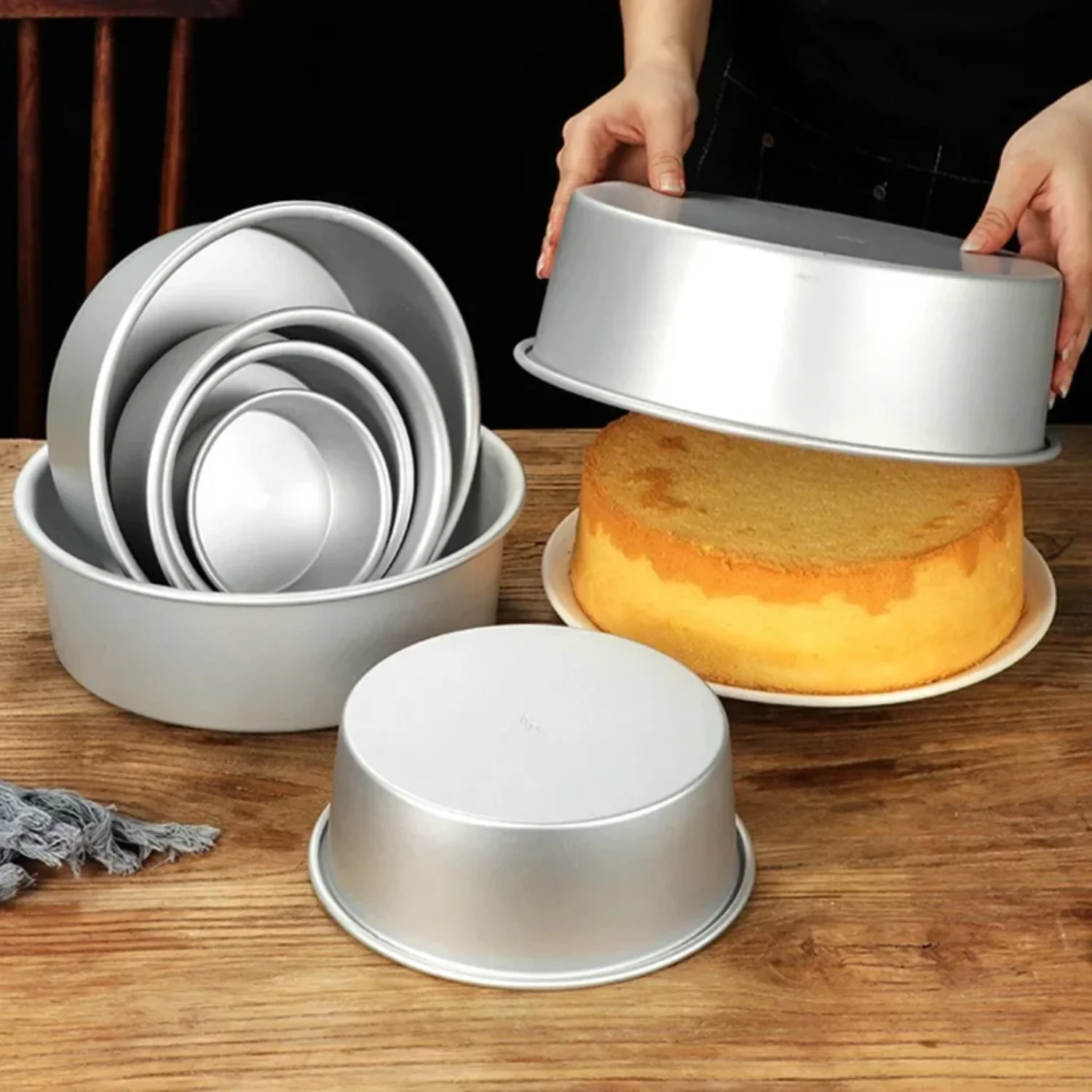 

4-12 inch Aluminum Round Cake Bakeware solid bottom Chiffon Cake die aluminum alloy baking cake mold pan cake tin