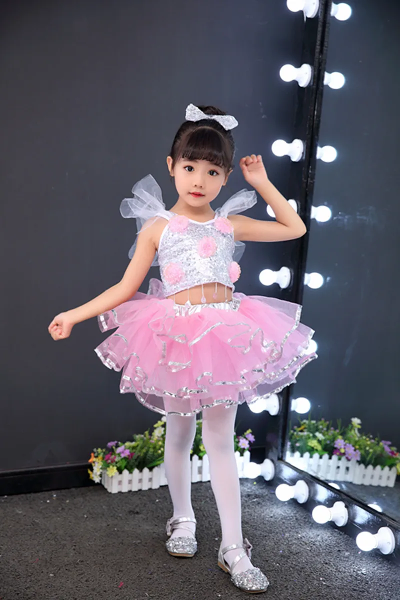 Children's Dance Stage Costume for Girls Modern Kids Jazz Dance Costumes Sequin Clothes for Salsa Contemporary Dance Costumes