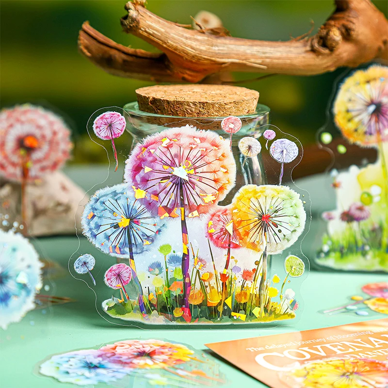 10sheets/bag Iridescent Dandelion Stickers for Scrapbook DIY Art Journal Phone Case Planner Notebook Decoration Gift view 5