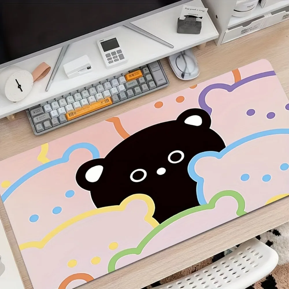 Tapis de souris pour ordinateur avec motif d'ours mignon, tapis de souris gaming, grand tapis de souris