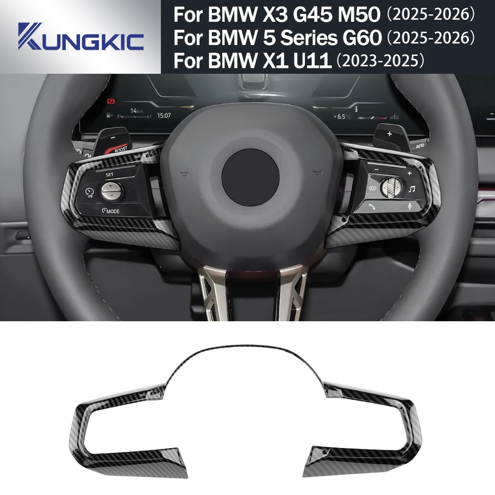 

Car Steering Wheel Cover for BMW X3 G45 M50 2025 2026 X1 U11 G60 Interior Trim Auto Accessories ABS Carbon Fiber Decoration