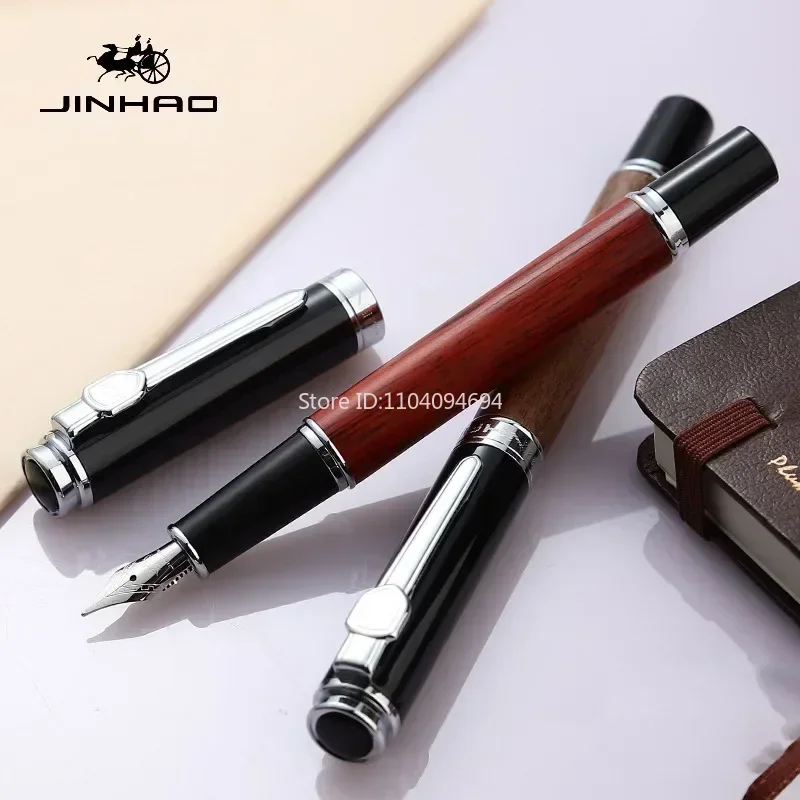 

Jinhao 8802 деревянная перьевая ручка, роскошная элегантная чернильная ручка EF/F/M перо, каллиграфические ручки, офисные и школьные письменные принадлежности, канцелярские принадлежности