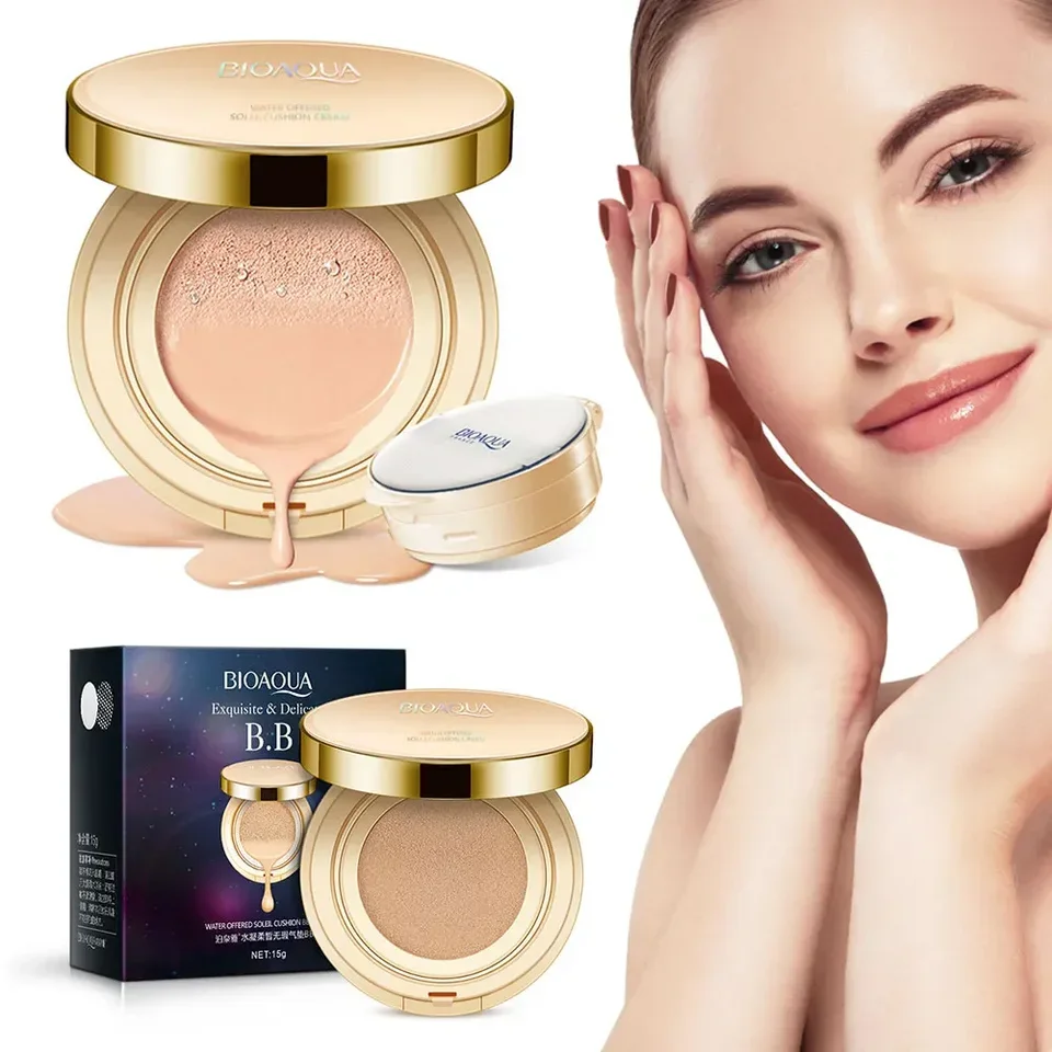 BIOAQUA Air Cushion BB Cream Natural Brighten Concealer Moisturizer Foundation Face Makeup Facial Base Perfect Cover Cosmetics