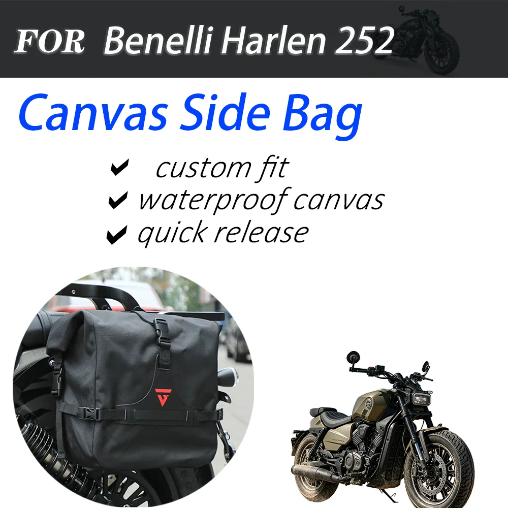 Custom Fit Quick Release Retro Canvas Leather Side Bag Fit Benelli Harlen 252 Motorbike Upgrade Parts