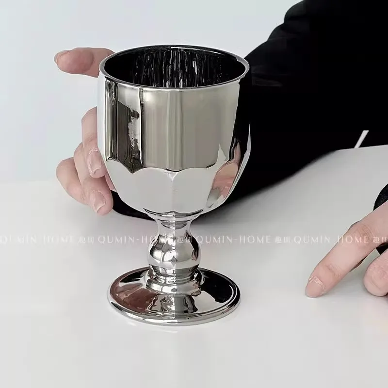 European Style Light luxury Creativity Design Semi-Rhombus Circle Glass Cup Bar Counter Special Use High level Sense Wine Glass