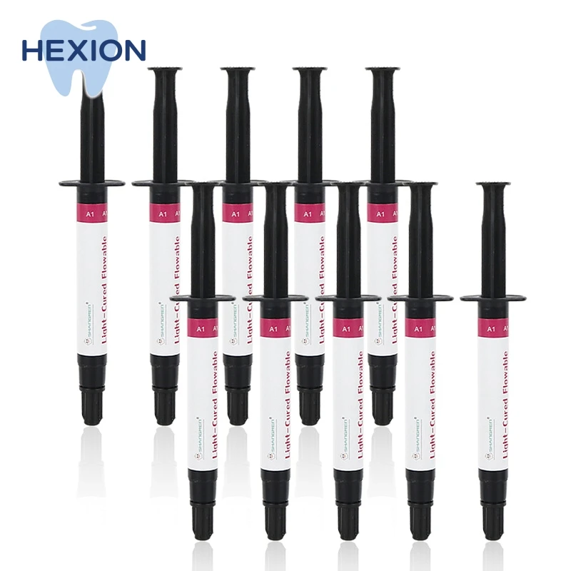 

10Pcs Dental Light Cure Flowable Composite Resin Kit - A1/A2/A3/A3.5/B1, 2.5g-Biocompatible Filling&Crown Restoration Materials