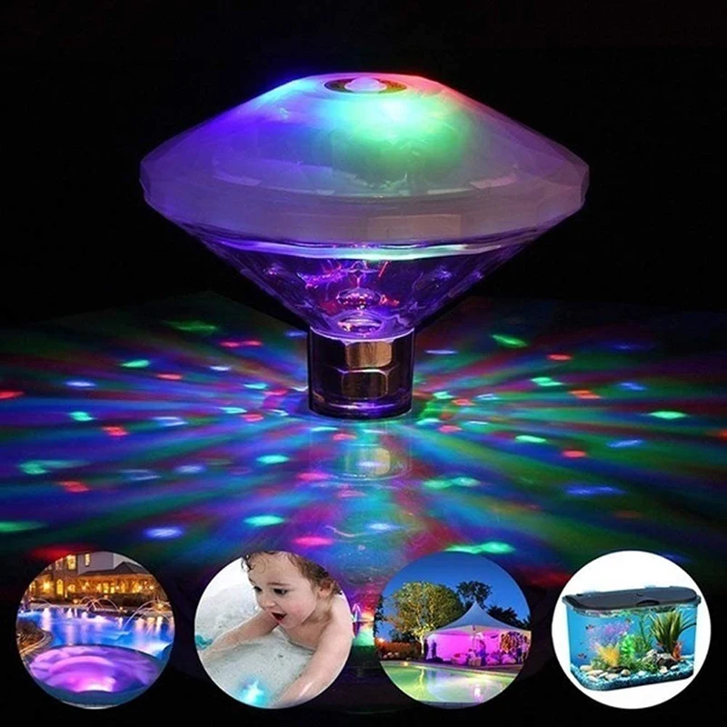 LED Floating Pool Light Diamond Shape Colorful Floating Lamp Waterproof RGB LED Light for Swim Pond Fish Tank Bathtub Decoration