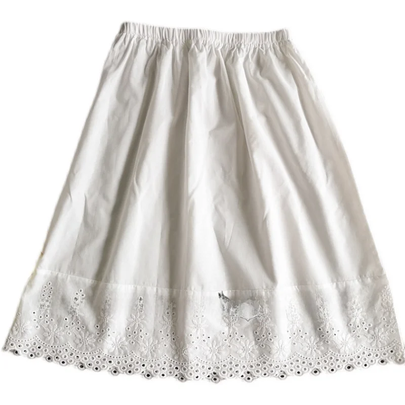 

Лолита, милый кружевной подол, тонкий хлопок, трапециевидной формы, удлиненная юбка средней длины, средней длины, с цветочной вышивкой, полые