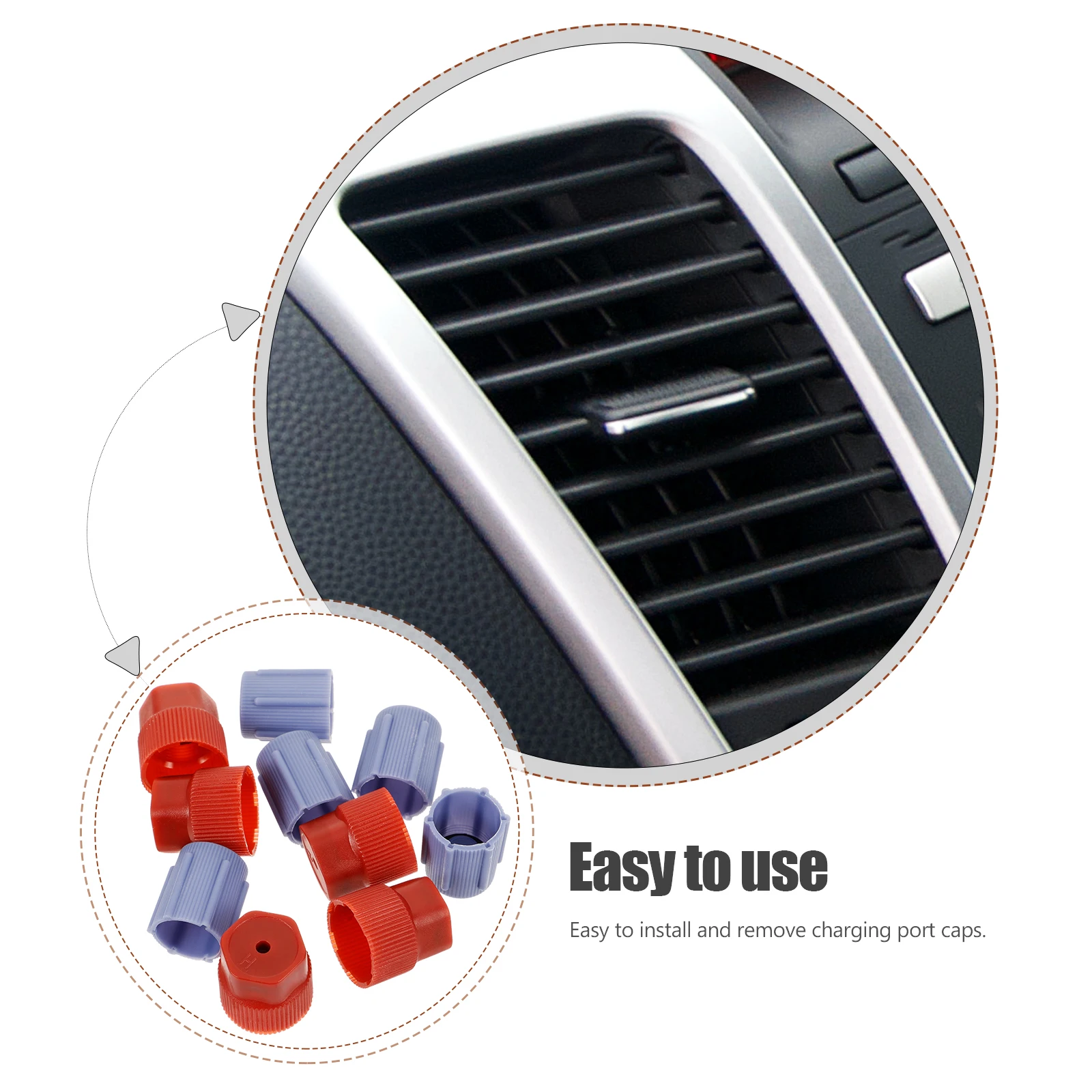 

1 set Parts Charging Port Caps System Low High Pressure Leakproof Air Conditioning Part ABS Durability