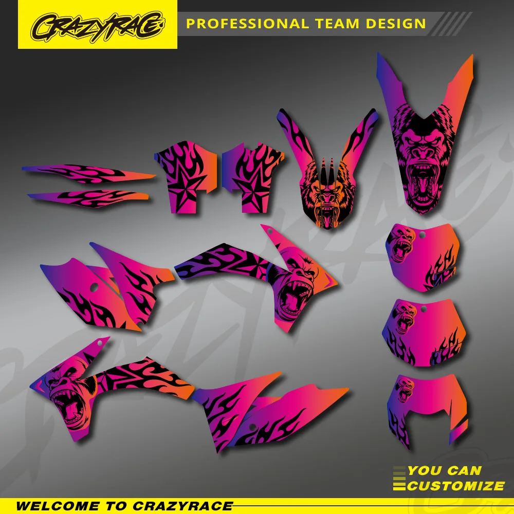 

Motorcycle CRAZYRACE Custom Team Graphics Background Decal Sticker Kit For KTM 125 200 250 300 350 450 500 XC2011 EXC 2012