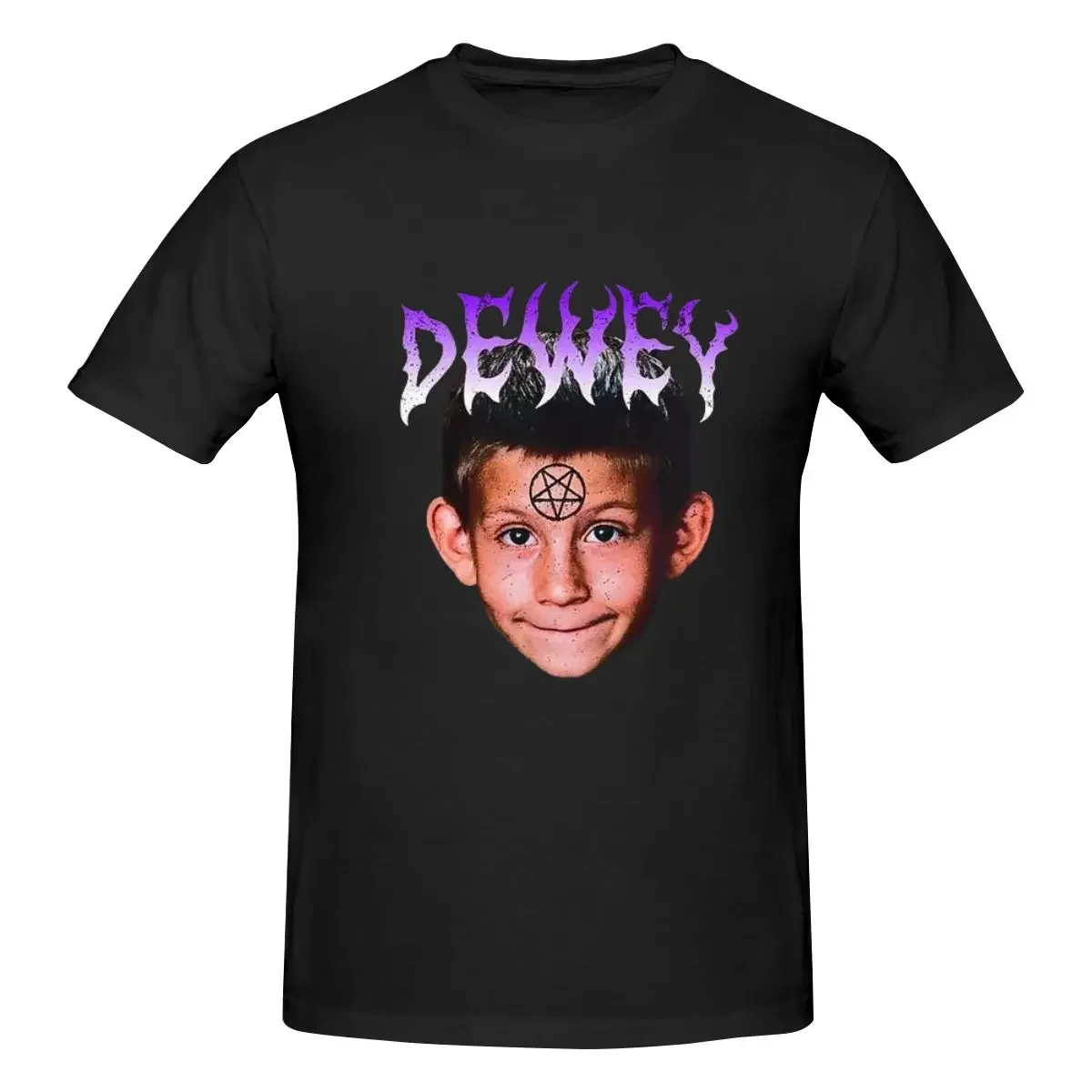 Dewey Evil Men's 100% Cotton Short Sleeve T-shirt Top Loose Tshirt Anime Graphic T-shirts for Men Clothing Women Tees