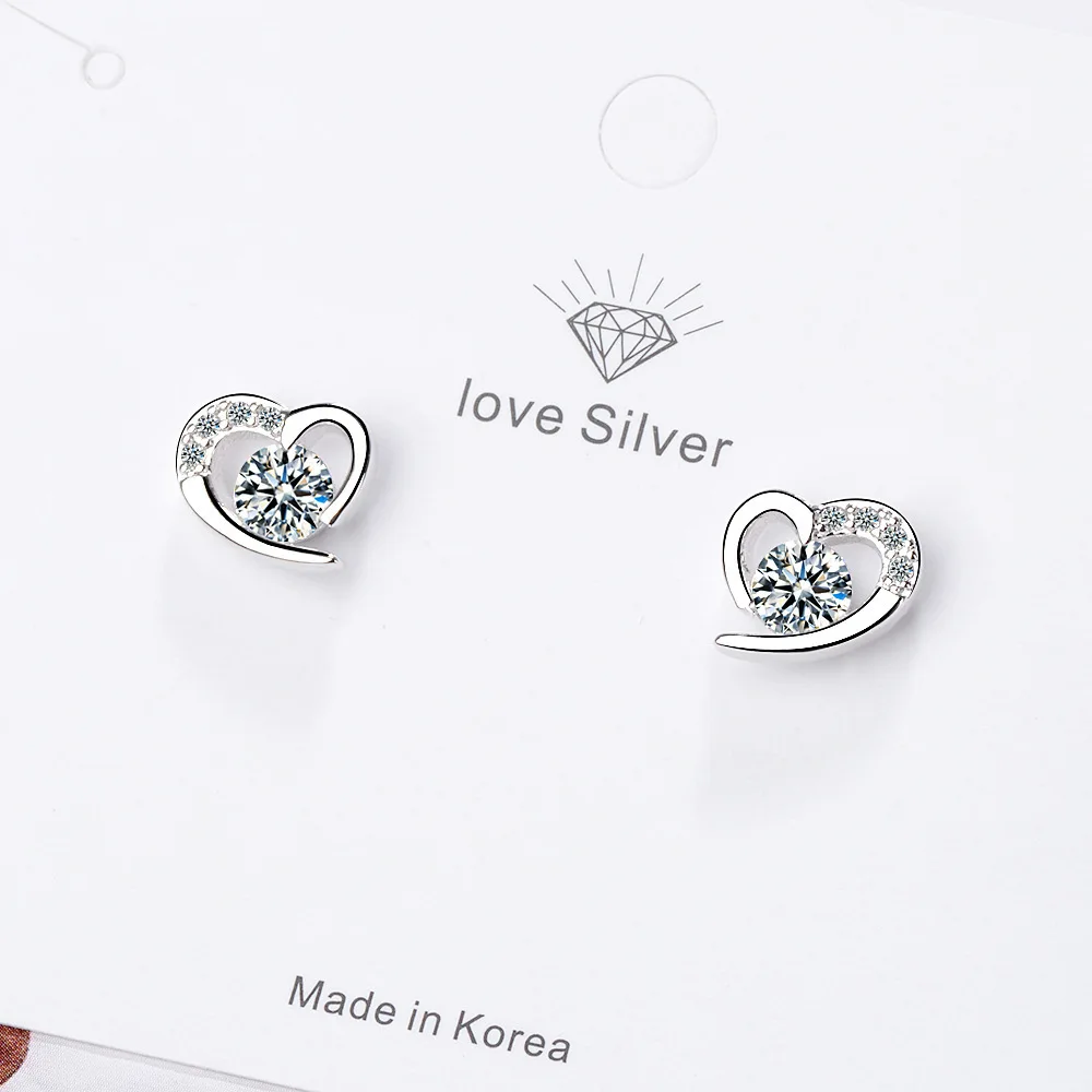 Tender Love 925 silver needle Earrings For Women Fine Jewelry Dazzling CZ Heart Stud Earring pendant earrings S-E477