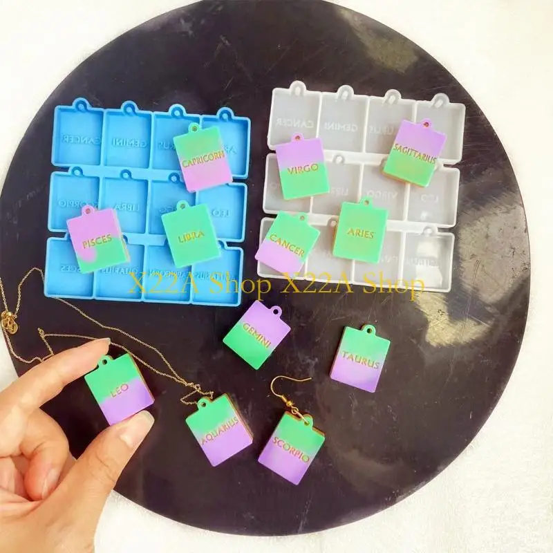 Unique 2 Pcs Diy Crystal Drop Tag Pendant Earring Molds Love Square Silicone Mold