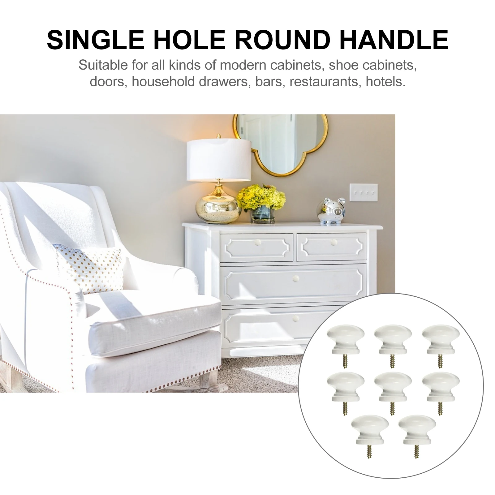 

8pcs Wood Cabinet Knob Cabinet Knobs Wardrobe Handle Round Door Handles Wardrobe Pulls White Brown Durable Hardware