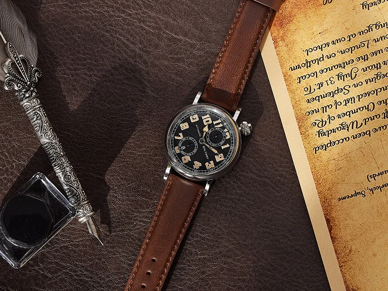 Baltany S6047 Automatikuhr Typ A7 1935 Aviator Hommage Uhr 1930er Vintage Fliegeruhr Mechanische Pilotenuhr Leuchtend Saphirglas Herren – Detail 3