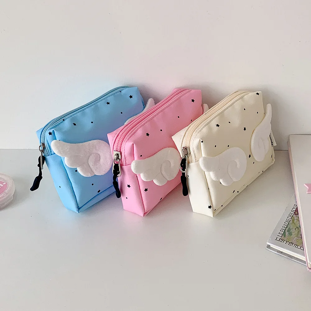 Borsa da donna piccola custodia per trucco utile custodia per cancelleria dolce cartone animato angelo decorazione tasca portatile mini borsa carina